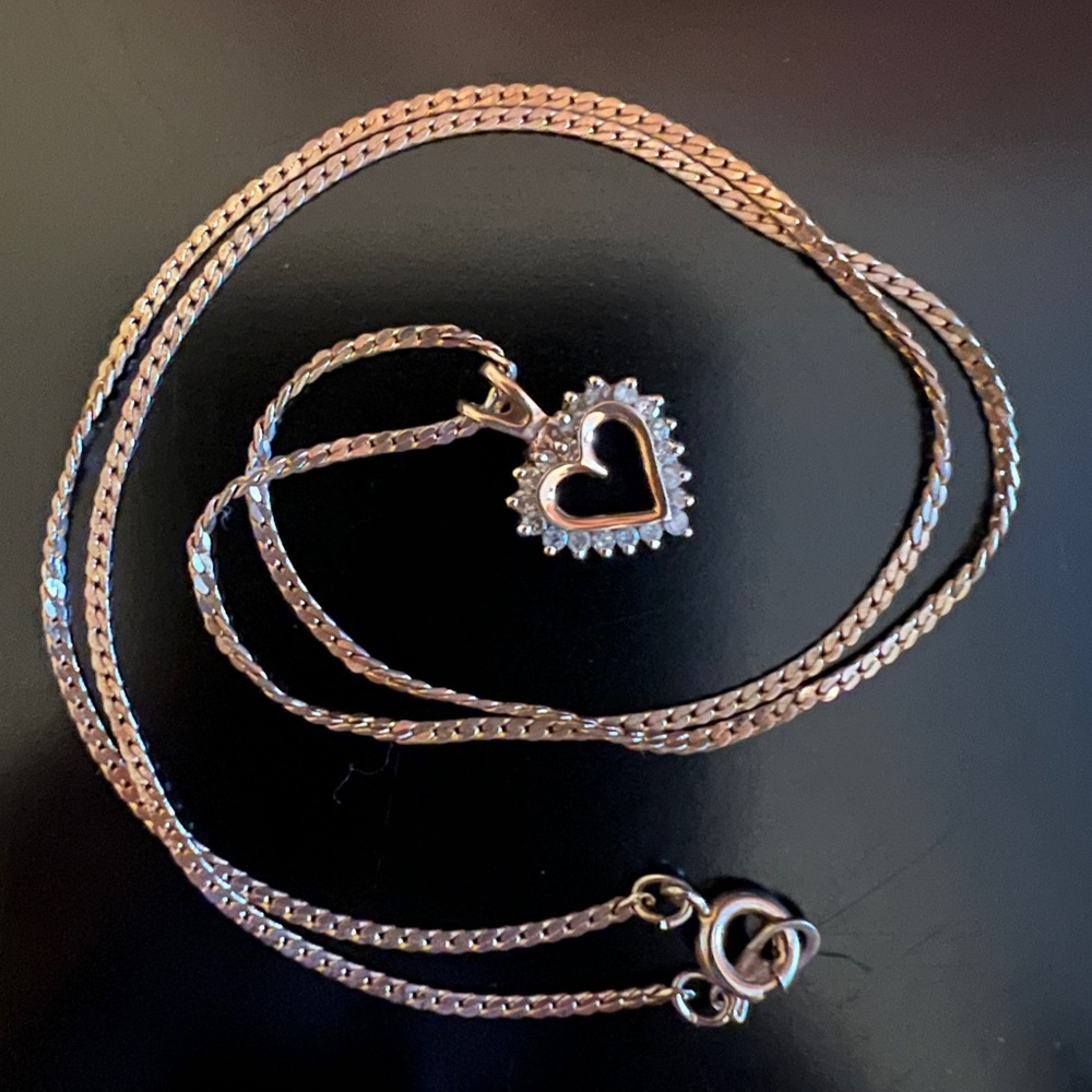 14K Gold Diamond Heart Pendant with Gold Chain Necklace